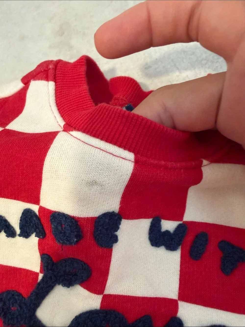 Old Navy Red and White Check Baby One-Piece Romper with 'Love' Appliqué